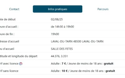 🚵🚴 Rando Laval du Tarn Samedi 2 août  2025
