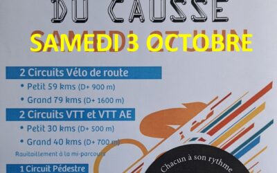 🚵🚴 Rando cyclo du causse 3 octobre 2026